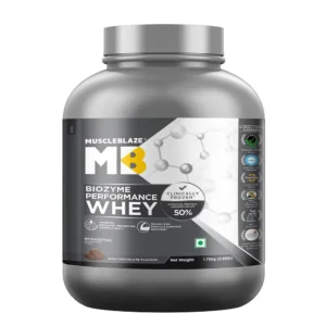 MuscleBlaze Biozyme Performance Whey Protein Powder, Chocolate Hazelnut (2kg / 4.4lbs) | 25g Protein Per Scoop | Clinically Tested 50% Higher Protein Absorption